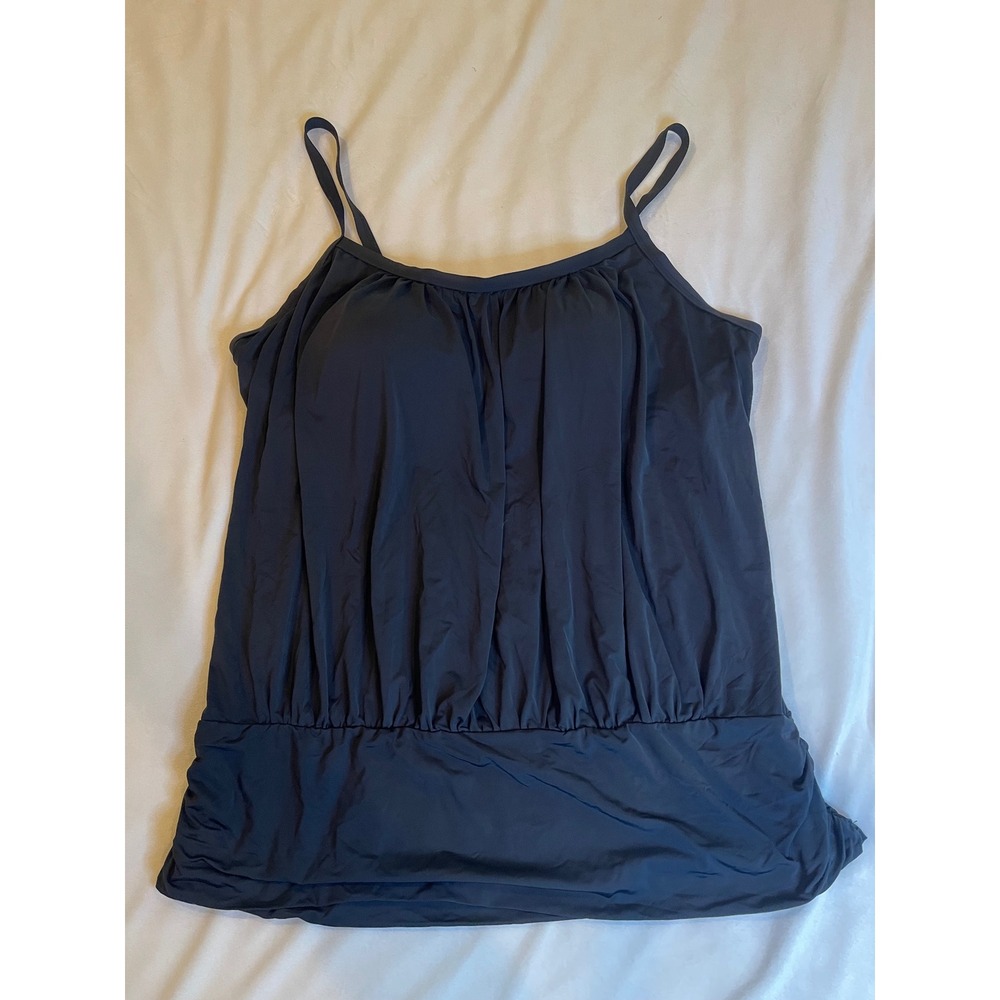 Swimsuits for all Black Blouson Tankini Top Adjustable Straps Padded Cups Swim